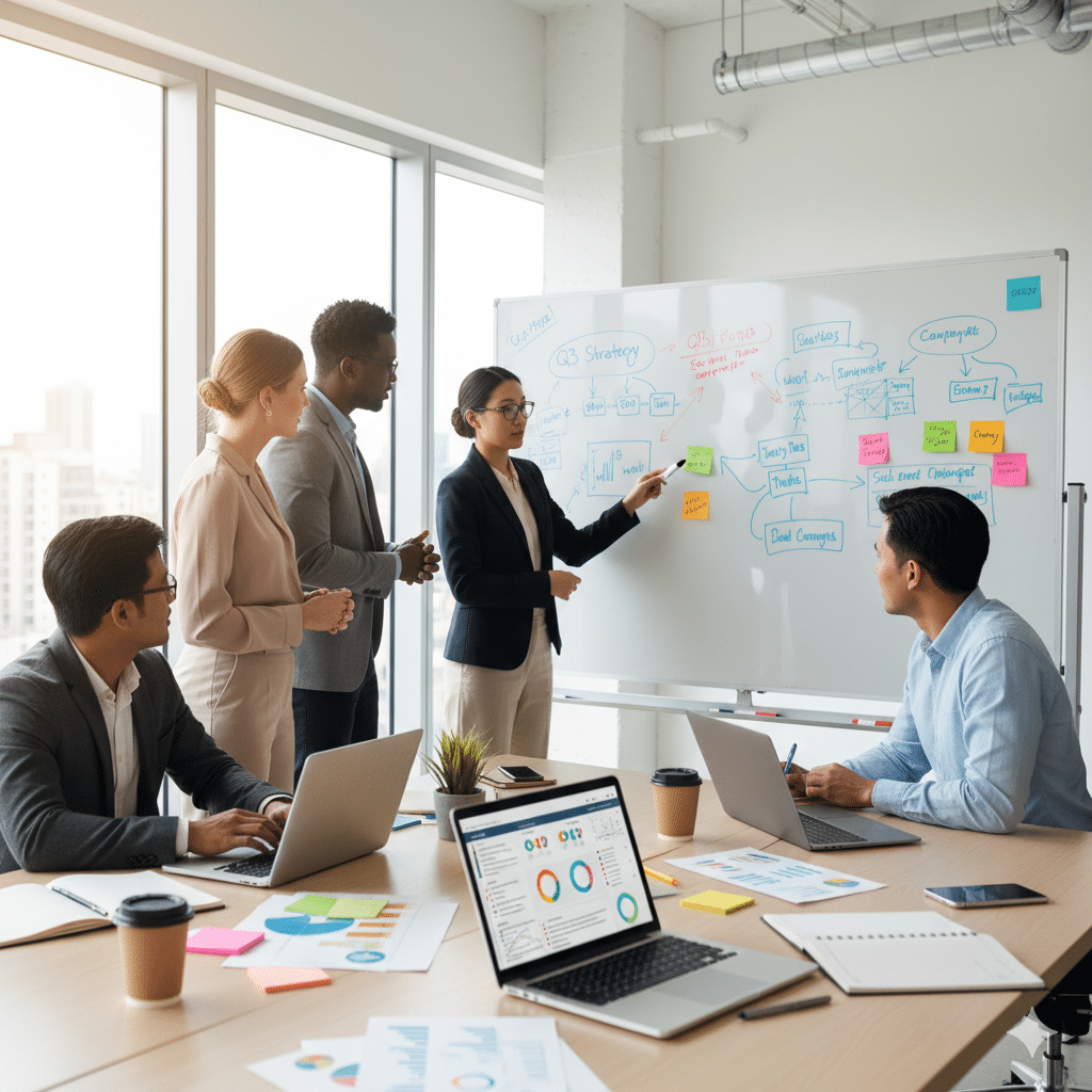 Digital marketing strategy planning for business growth by professional marketing team.