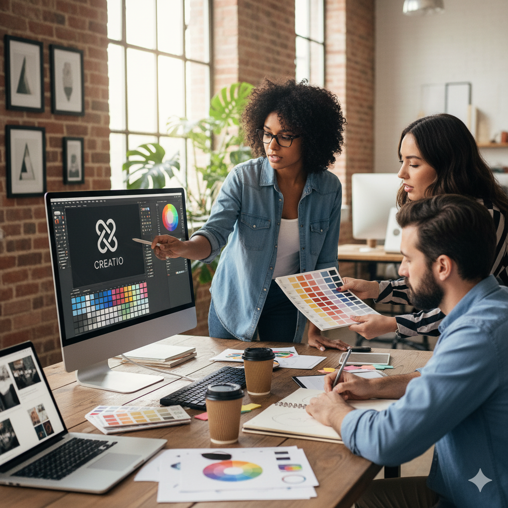 “Digital marketing experts developing a brand awareness strategy for business growth.